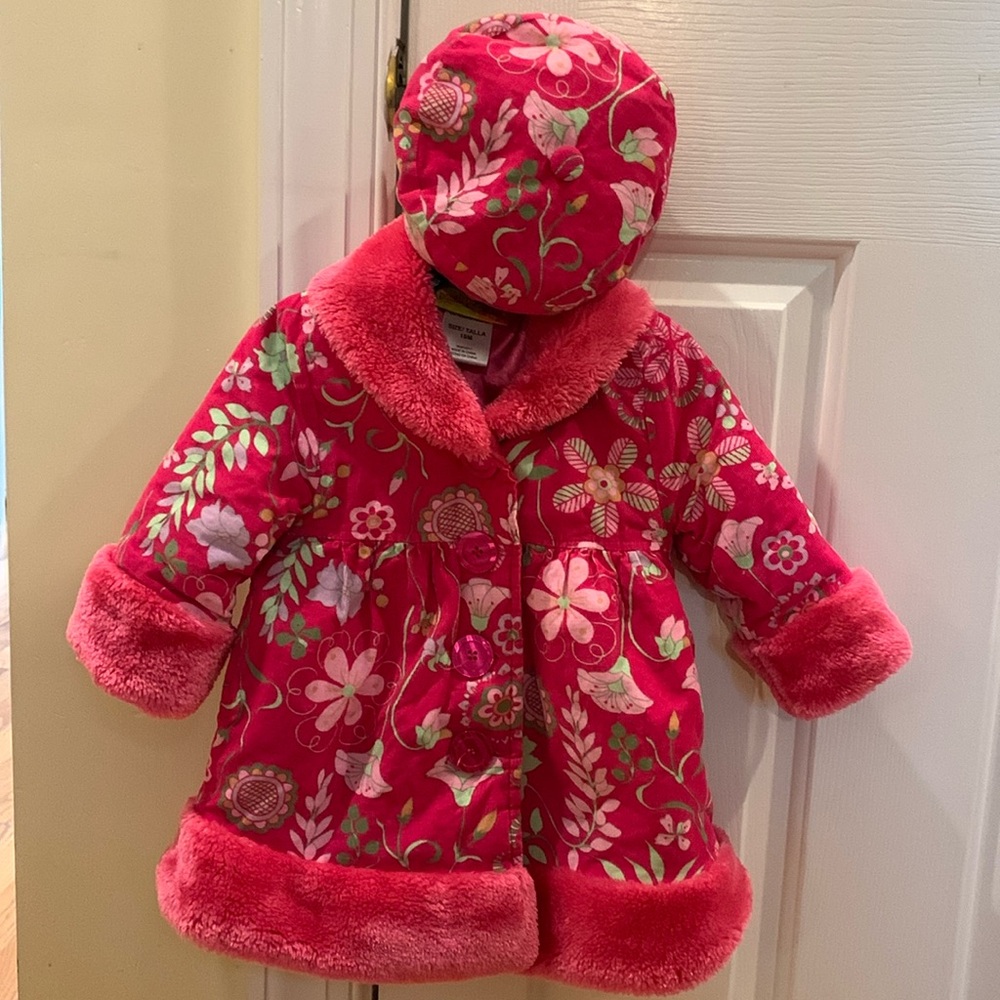 EUC 18mo Penelope Mack Floral Coat & Hat